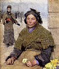 Sir George Clausen Flora, The Gypsy Flower Seller painting